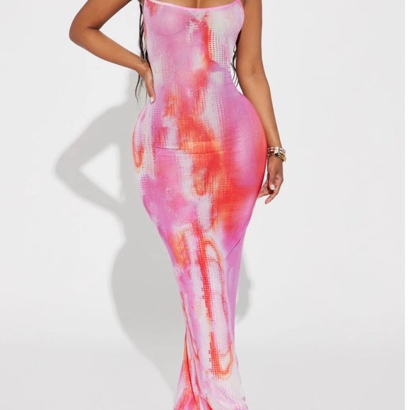 Ibiza Mesh Maxi Dress - Pink/combo - Picture 1 of 4
